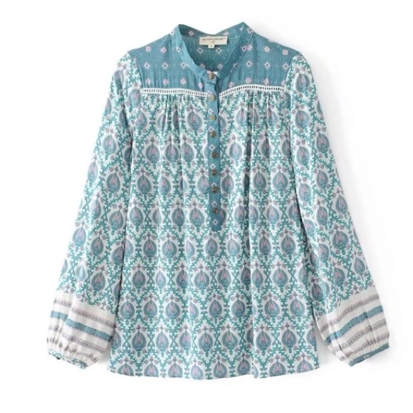 Sage Buttondown Blouse TOP Oracle NEW - Picture 4 of 8